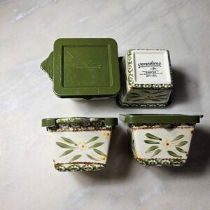 Temp-tations Presentable Ovenware Old‎ World 10 oz. Mini Square Bowl Set of 4